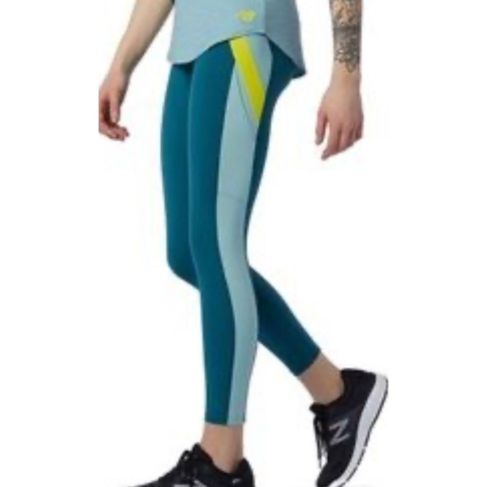 New Balance Colorblock Pocket Yoga Workout 7/8 Leggings Women's Medium EUC